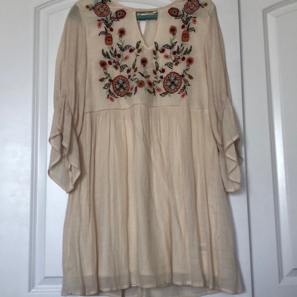 Cream embroidered dress